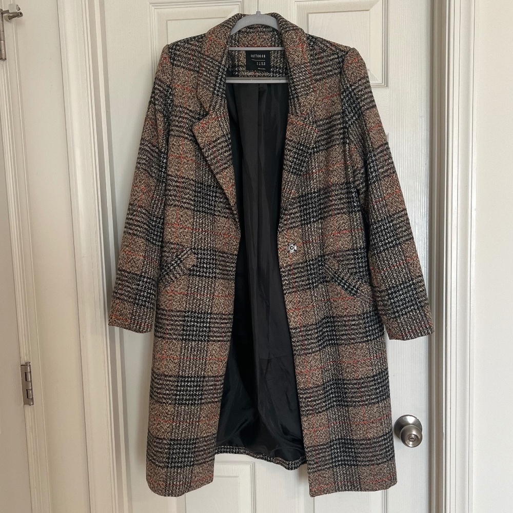 Cotton On Plaid Peacoat